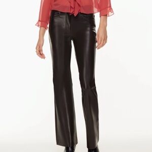 Aritzia Beatrix Vegan Leather Rich Chocolate Brown Flared Pant 2 XS Small